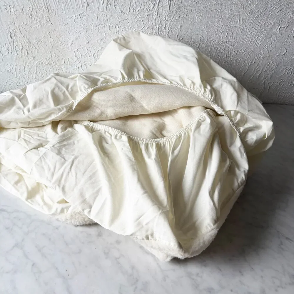 Vintage LL Bean Twin Belgian Flannel Sheet Set Blue Cotton + Mattress Pad 4 Pc
